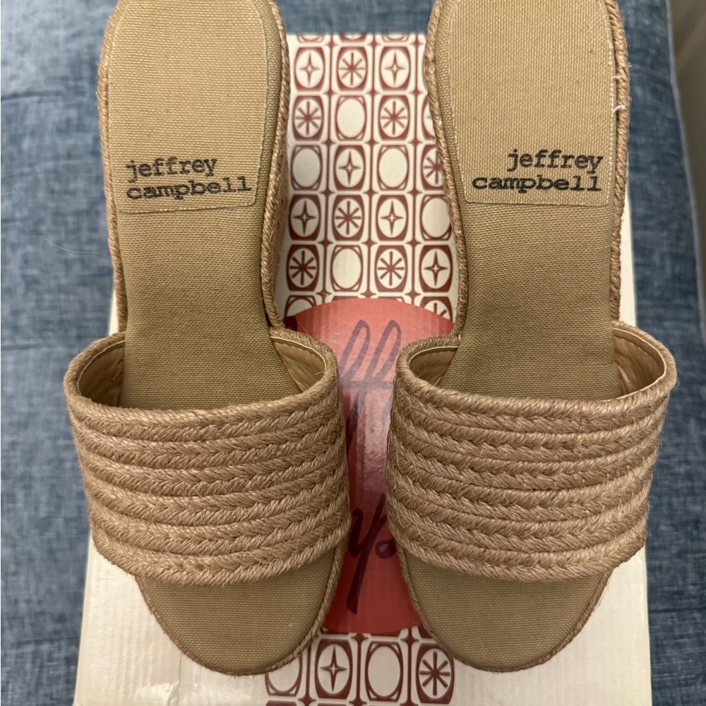 Jeffrey Campbell Sunlit Natural Raffia Wedge Platform Sandal, NWT Sz 37
